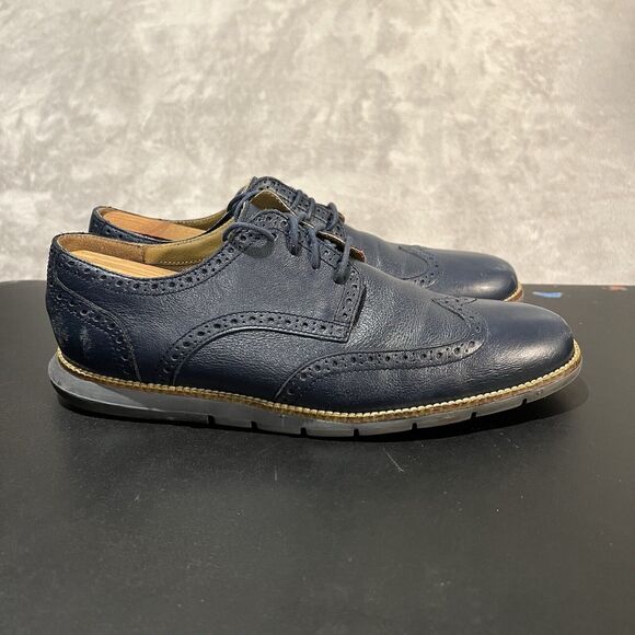 Cole Haan OS Grand Wingtip Oxford Men's 10 Blue C12699 Leather Shoes - Picture 1 of 10